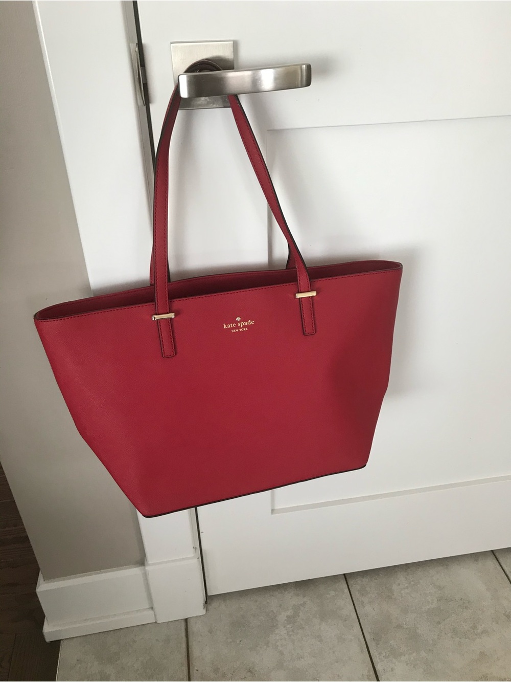 Kate Spade Cedar Street Harmony Red Leather Tote with Gold Hardware